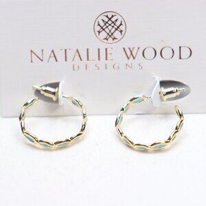 Natalie Wood Designs Gold Tone Blue Enamel Bloom Mini Hoop Earrings $48 New